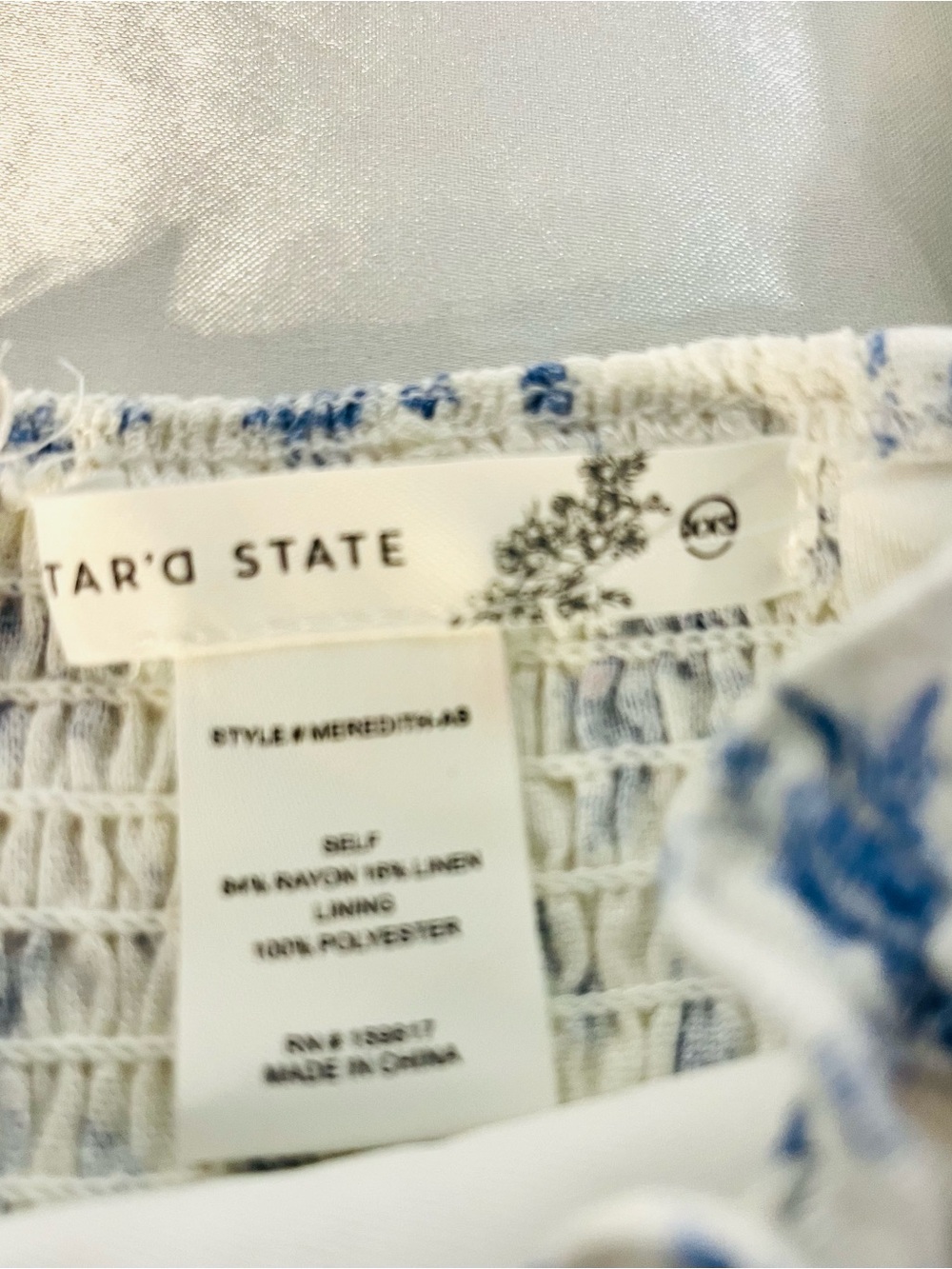 Altar'd State White Mini Dress with Blue Floral Print - NWT - Picture 7 of 12
